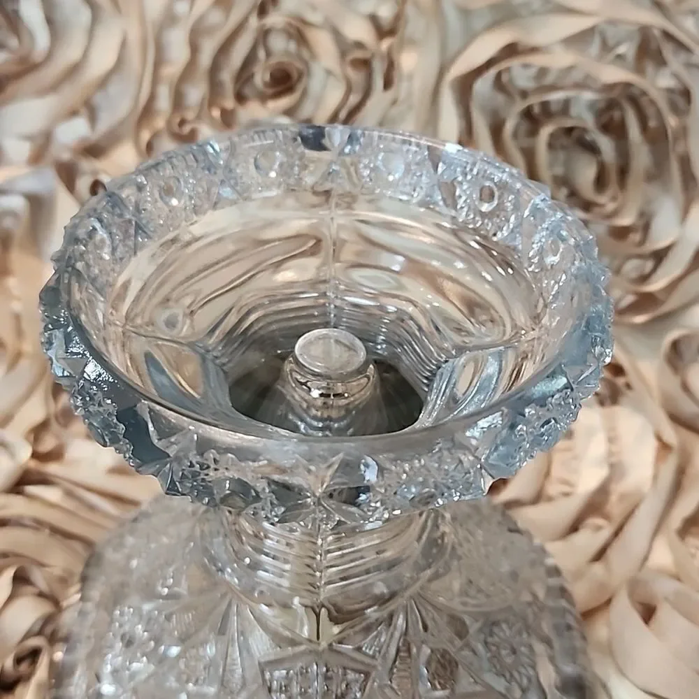Vintage Crystal Cut Glass Versatile Vase~Candle Holder with Pedestal